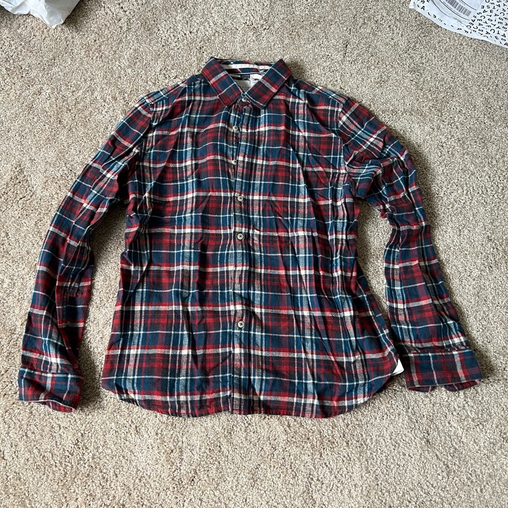 Denim & Flower Button Down, like a flannel material